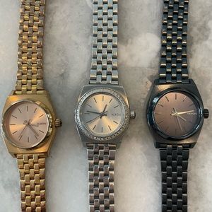 Nixon Time Teller small watch silver, gold, navy